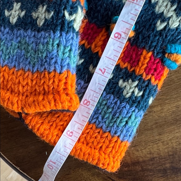 Colorful Hand Knit 100% Wool Fingerless Gloves Arm Warmers One Size - Picture 6 of 16
